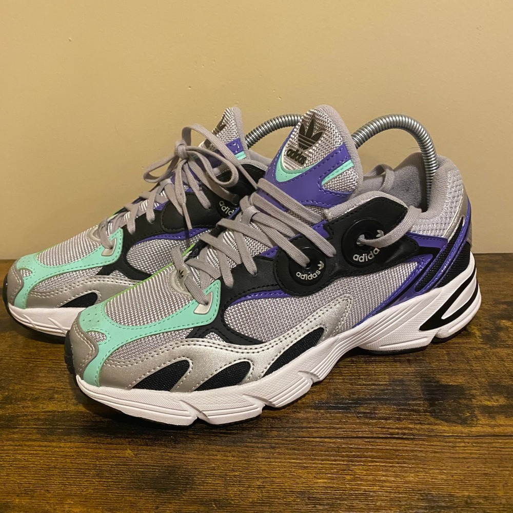 Adidas Astir Womens Silver Purple Mint Green Y2K Running Shoes Gym Walk Workout